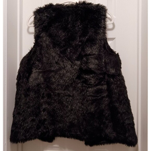 Jaclyn Smith Vest Faux Fur Suede Trim Sleeveless Open Front Black Size L - Picture 2 of 5